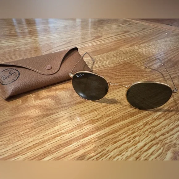 Ray-Ban RB3447 Polarized Round Metal Sunglasses (Gold Wire / Green Lenses) - Picture 6 of 6